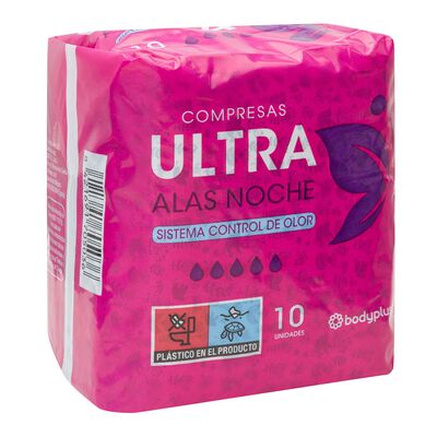 Compresas con alas Bodyplus 10 uds noche ultra