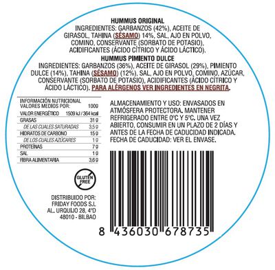 Hummus duo 160g original y pimiento dulce