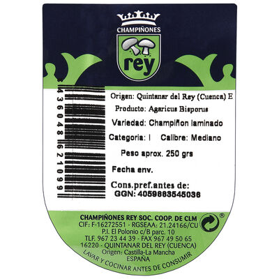 Champiñón laminado bandeja 250g