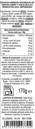 Focaccia con tomate cherry y aceite oliva extra Forno Ludovico 170g