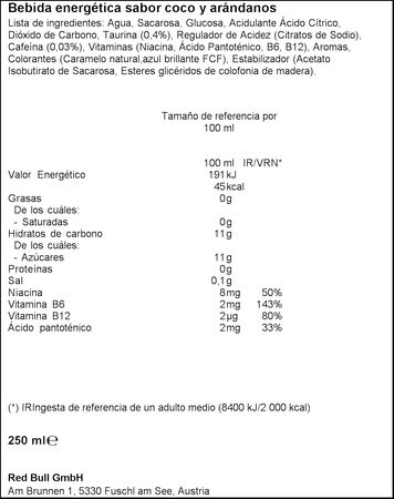 Bebida energética de coco Red Bull 25cl