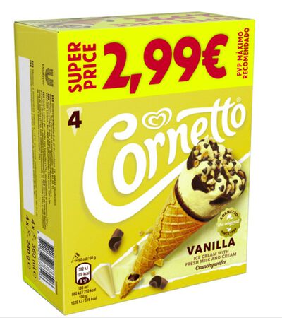Helado Cornetto Frigo 4u Vainilla