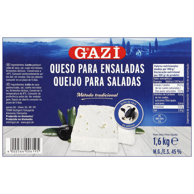 Queso en barra ensalada Gazi