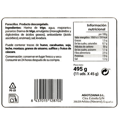 Panecillo 11 unidades 495 gramos