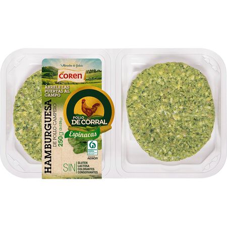 Hamburguesa Pollo Campero Coren 2x125 gr Espinacas