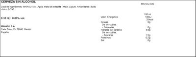 Cerveza sin alcohol Mahou lata 33cl