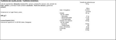 Turr&oacute;n guirlache de arag&oacute;n Lacasa 240g