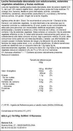 Bebida láctea Danacol colesterol pack 6 tropical