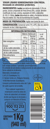 Yogur l&iacute;quido Alipende 1kg fresa