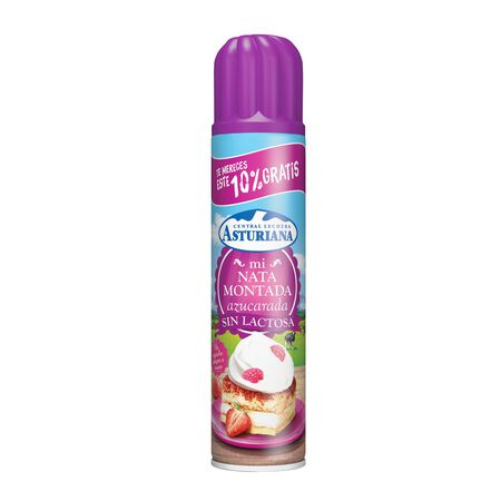Nata montada azucarada sin lactosa Asturiana spray 250g + 25g