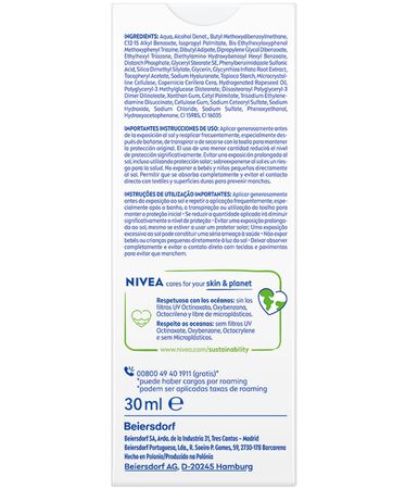 Serum uv diario Nivea 30 ml f50 acido hialuronico y licocalcón A
