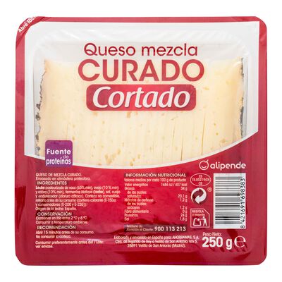 Queso mezcla curado ya cortado Alipende cu&ntilde;as 250g