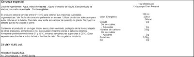 Cerveza dorada Cruzcampo Gran Reserva botella 33cl