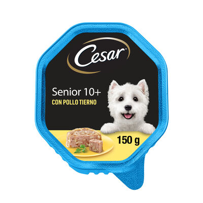 Comida h&uacute;meda perro C&eacute;sar senior pollo arroz 10+ 150g