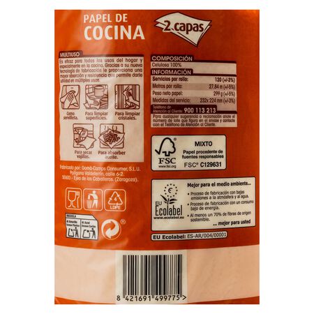 Papel de cocina rollo Lanta 27m ideal para fritos