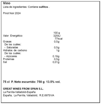 Vino de la tierra de castilla y le&oacute;n alta pavina pinot noir 75cl