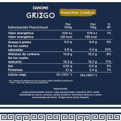 Yogur Griego Danone Pack 4 Manzana Y Canela