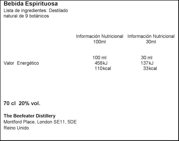 Bebida espirituosa light 70cl London Dry Gin