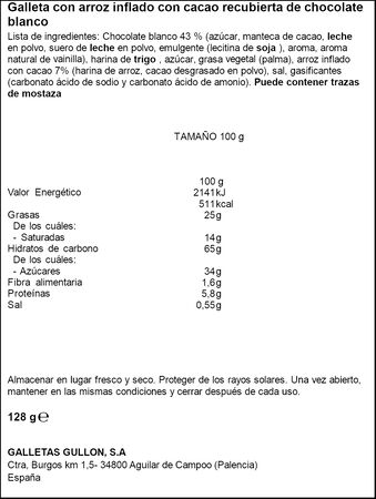 Galletas de chocolate blanco Chocobom Hoops Gullón 128g