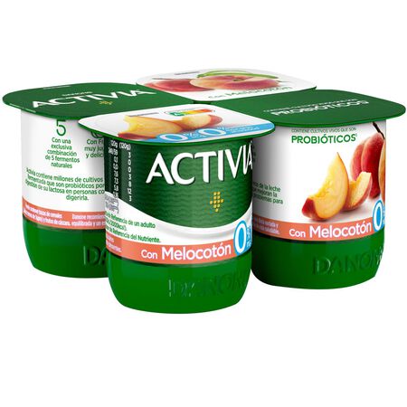 Bífidus probiótico Activia 0% pack 4 melocotón