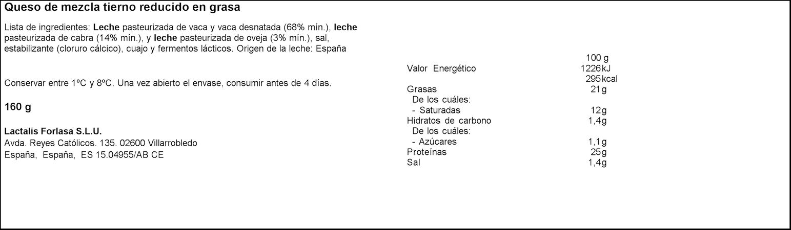 Queso tierno en lonchas light El Ventero 160g