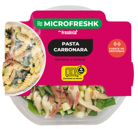 Pasta a la carbonara con verduras frescas y bacon Freshkia 325g