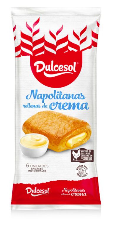 Napolitana Dulcesol rellenas de crema 6 unidades