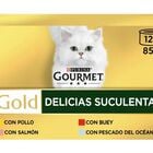 Alimento h&uacute;medo para gato gourmet Gold pack 12 deliciosas suculentas