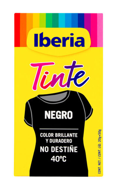 Tinte para ropa Iberia 40ºc 2 sobres negro