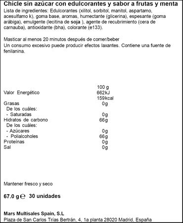 Chicle sin az&uacute;car Refreshers bubblemint Orbit 67g