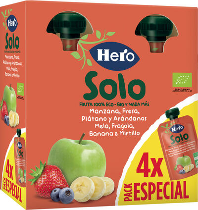 Tarro Hero Solo manzana, fresa, plátano y arándano 100g p4