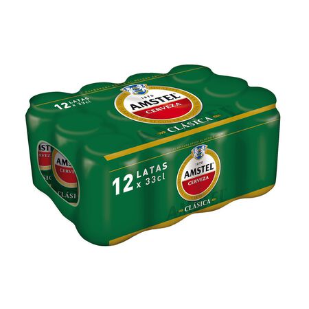 Cerveza rubia Amstel clásica pack 12 latas 33cl