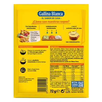 Sopa Gallina Blanca 72g cocido