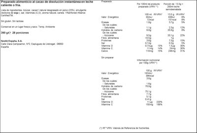 Cacao en polvo instant&aacute;neo Nesquik 390g