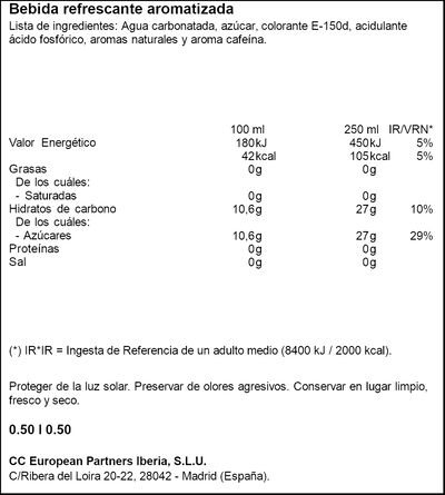 Refresco cola Coca-Cola Sabor Original botella 50cl
