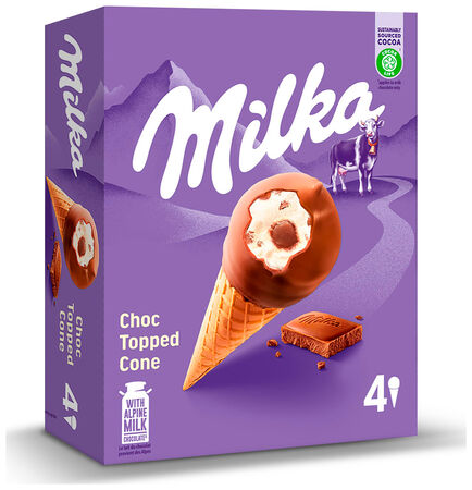 Helado cono Milka Choc Topped 4 uds