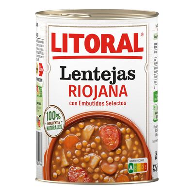 Lenteja riojana Litoral 425g con ingredientes naturales