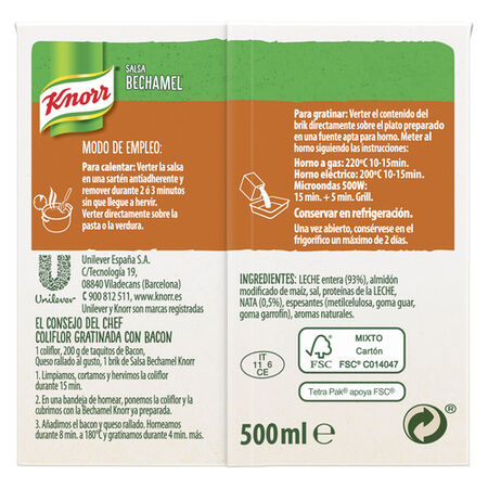 Salsa bechamel Knorr 50cl