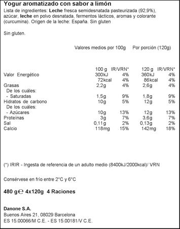 Yogur Danone pack 4 lim&oacute;n