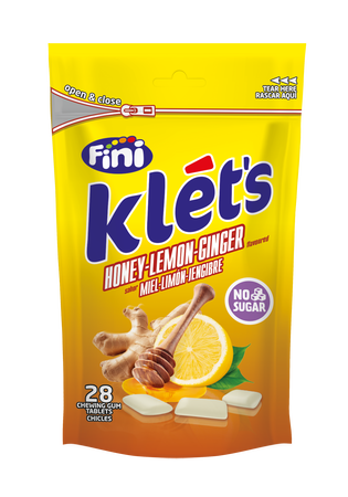 Chicles de miel lim&oacute;n jengibre sin az&uacute;car Klets Fini 39g