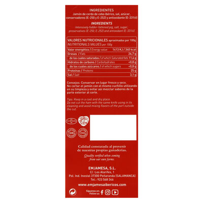 Jam&oacute;n de cebo ib&eacute;rico 50% raza ib&eacute;rica Emjamesa