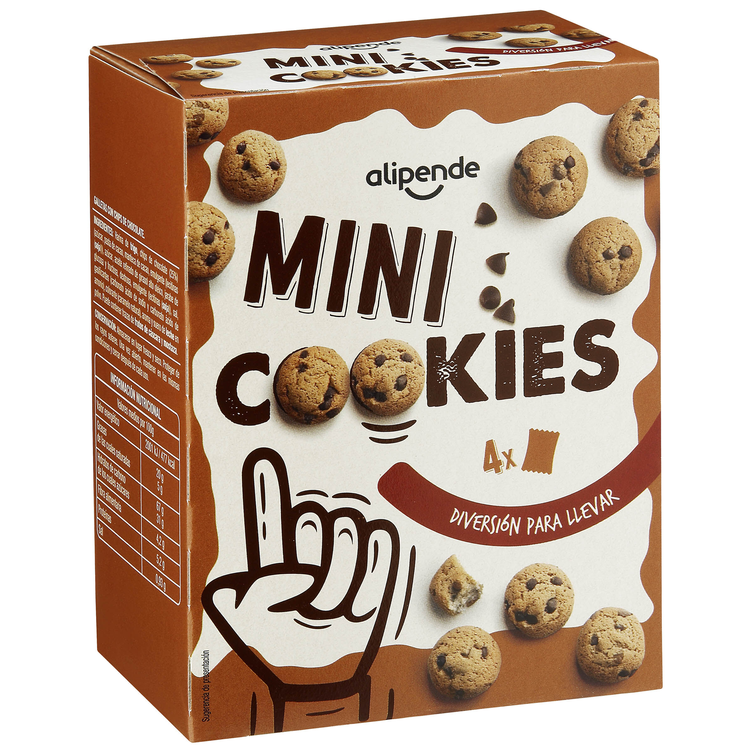 Galleta mini cookies con pepitas de chocolate Alipende 160g
