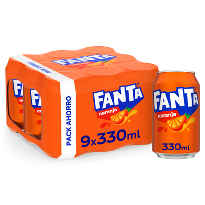 Refresco naranja Fanta lata 33cl pack 9