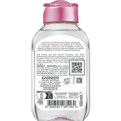 Agua micelar para todo tipo de pieles Garnier skin active 100ml