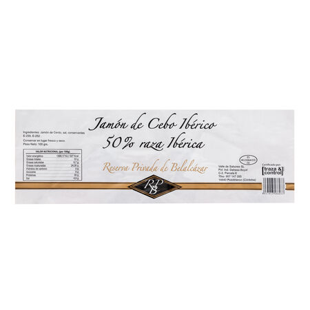 Jamón de cebo 50% Ibérico en tapas de Belalcázar 100g