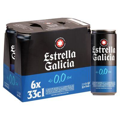 Cerveza sin alcohol Estrella Galicia 0,0% 6 latas 33cl