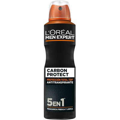 Desodorante en spray con protecci&oacute;n carb&oacute;n 72h 5 en 1 Loreal Men 150 ml