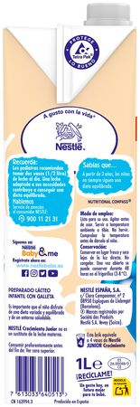 Leche crecimiento Nestl&eacute; junior galleta desde 36 meses 1l