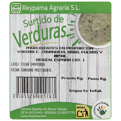 Surtido variado de verduras bandeja 600g aproximadamente