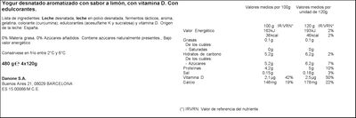 Yogur desnatado Vitalinea pack 4 lim&oacute;n